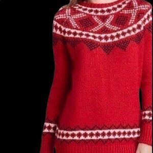 J Jill Fair Isle Sweater Red Size Large New w Tags Y